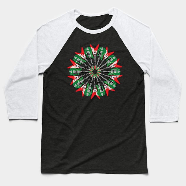 Electric Guitar Wreath - Christmas Guitar design Baseball T-Shirt by Vector Deluxe